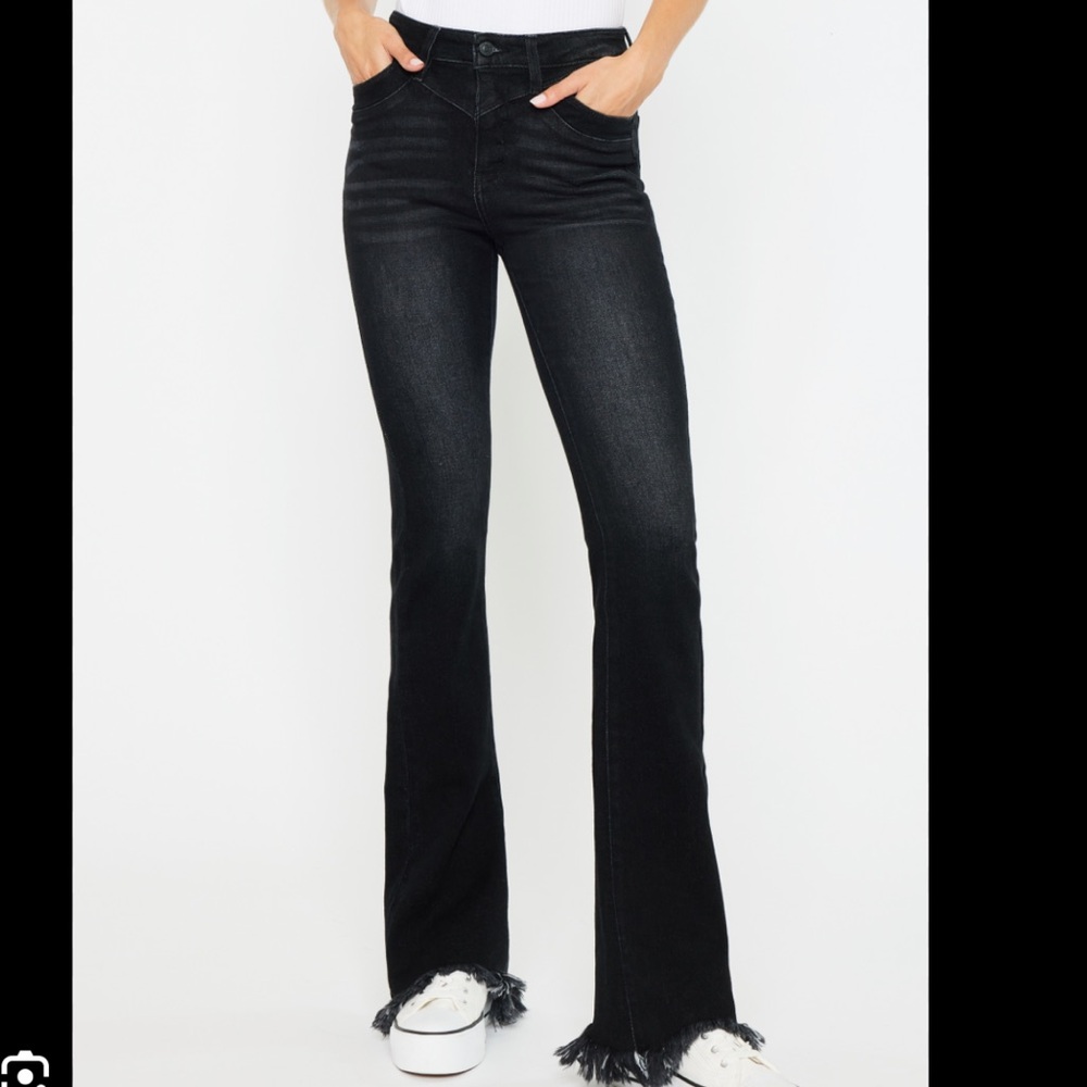 KanCan Maurice’s High Rise Black Wash Fray Hem Bootcut Denim‎ Jeans